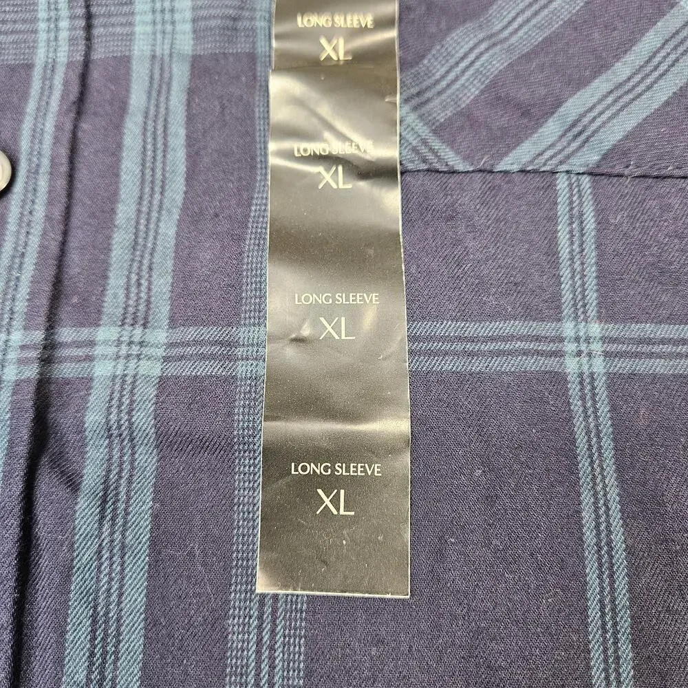 Banana Republic Shirt Mens XL Blue Plaid Flannel Button Up Long Sleeve